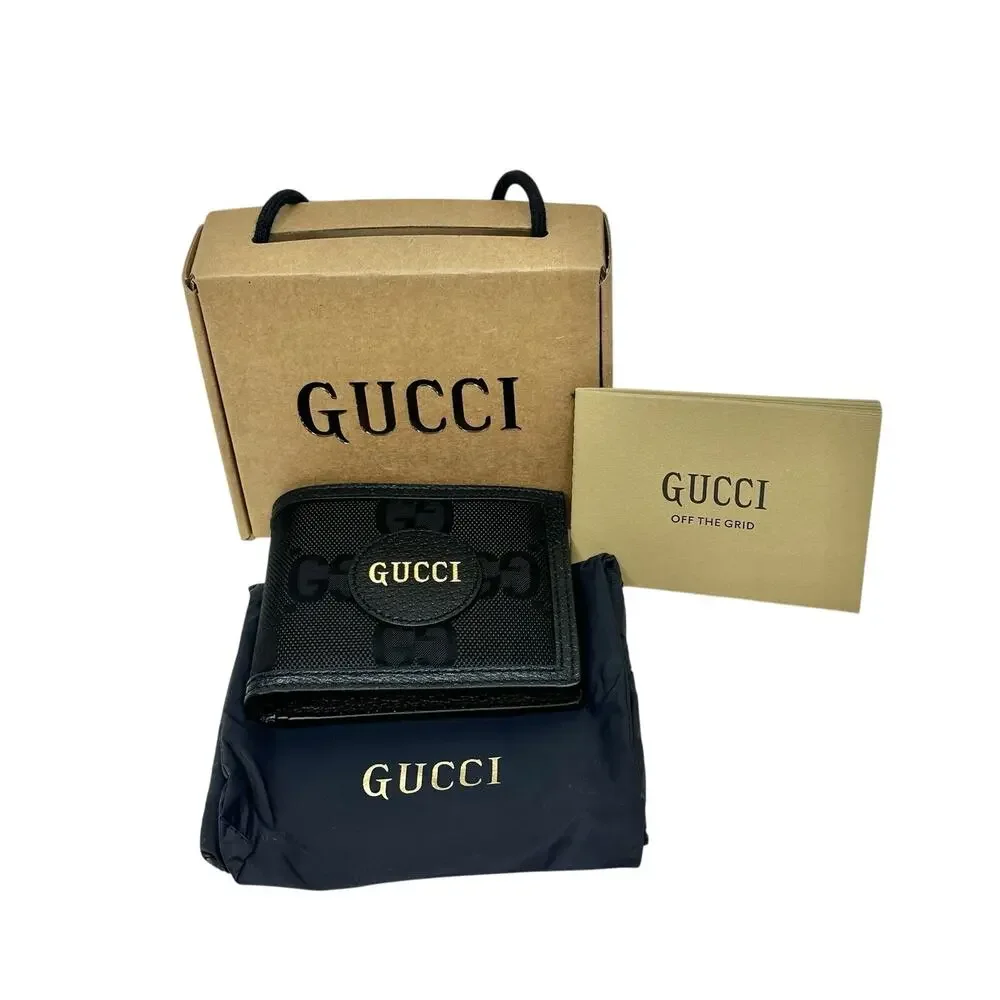 NIB Gucci Off the Grid GG Monogram Bifold Wallet Nylon Black A502
